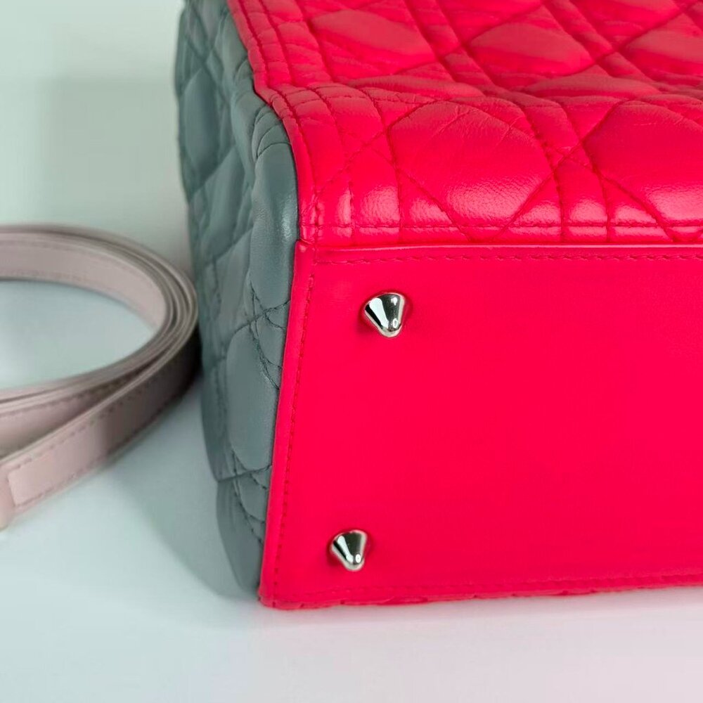 Dior Tri color Medium Lady Dior Shoulder Bag with Pink Quilted Design - Picture 6 of 9